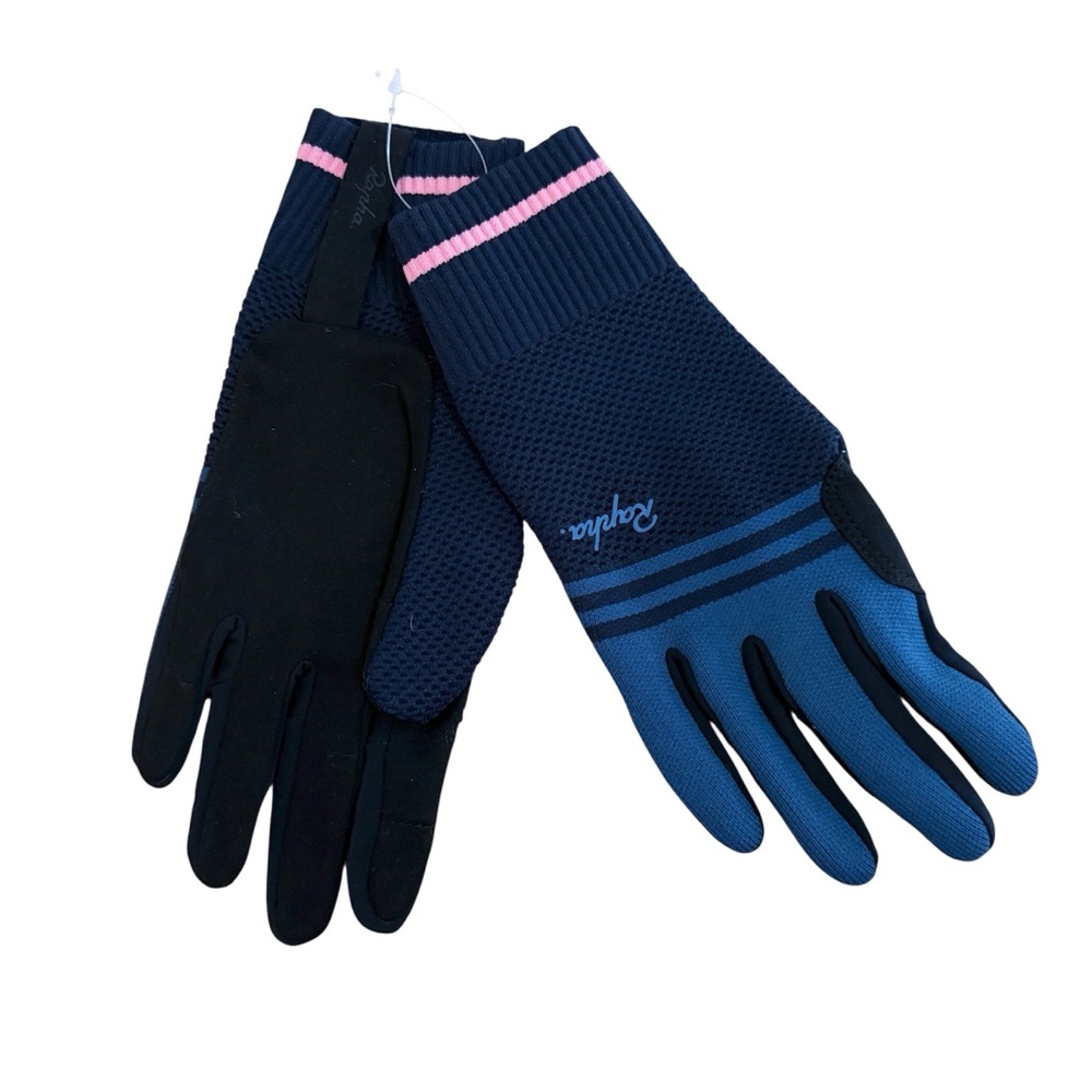 Rapha Navy Blue and Black Cycling Gloves with Pink Trim